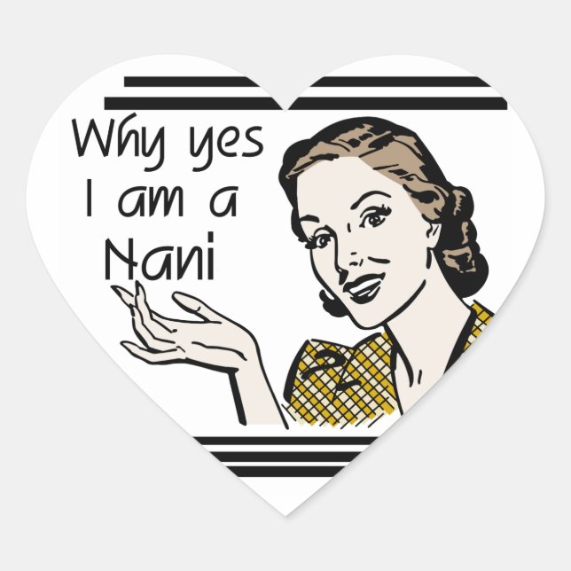 Retro Nani T-shirts and GIfts Heart Sticker (Front)
