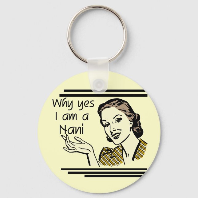 Retro Nani T-shirts and GIfts Key Ring (Front)
