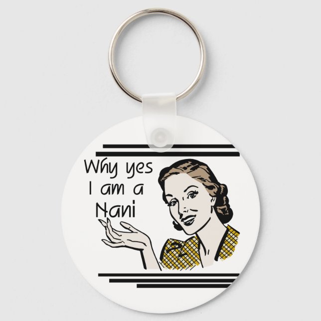 Retro Nani T-shirts and GIfts Key Ring (Front)