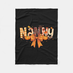 Retro Nanny Coquette Bows Grandma Fall Thanksgivin Fleece Blanket