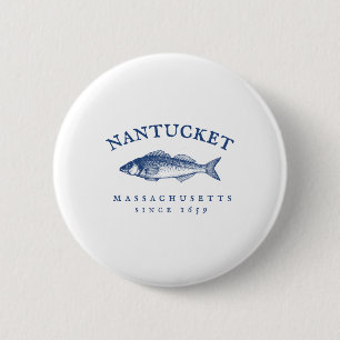 Retro Nantucket Machusetts Fishing 6 Cm Round Badge