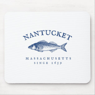Retro Nantucket Machusetts Fishing Mouse Mat