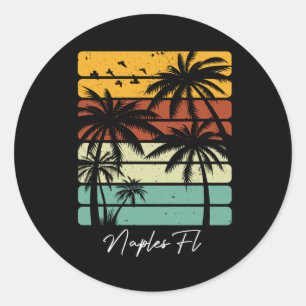 Retro Naples Florida Vintage 70's 80's Beach Style Classic Round Sticker