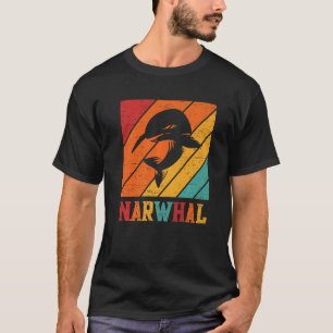 Retro Narwhal Unicorn Sea Fish Rainbow Kids Boy Gi T-Shirt