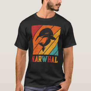 Retro Narwhal Unicorn Sea Fish Rainbow Kids Boy Gi T-Shirt