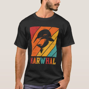 Retro Narwhal Unicorn Sea Fish Rainbow Kids Boy Gi T-Shirt