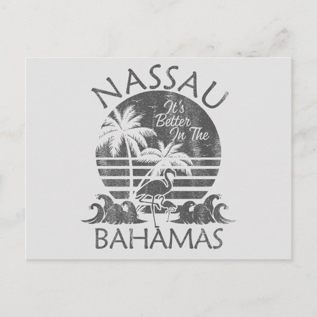 Retro Nassau Bahamas Postcard Vacation Cruise (Front)