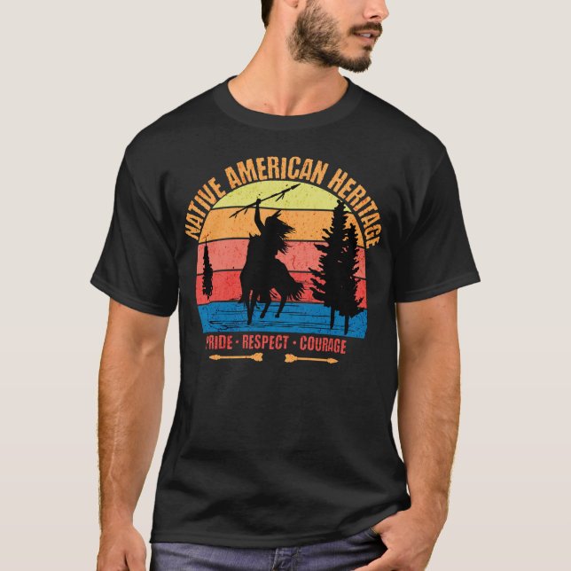 Retro Native American Heritage T-Shirt (Front)