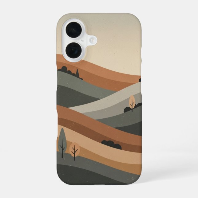 Retro Natural Hill iPhone 16 Case (Back)