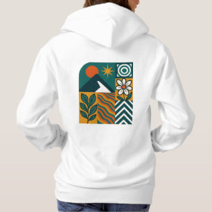 Retro Nature Abstract Art–Modern Geometric Floral Hoodie