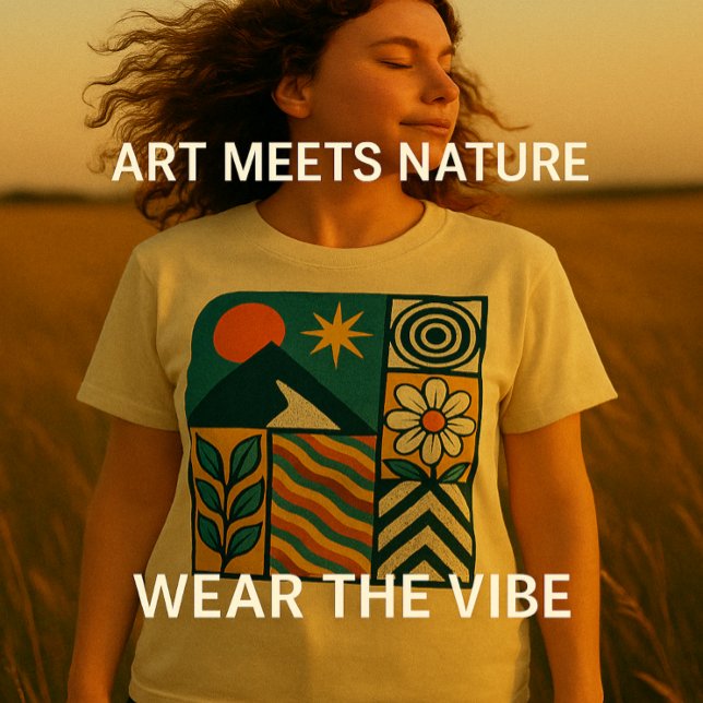 Retro Nature Abstract Art–Modern Geometric Floral T-Shirt (Creator Uploaded)