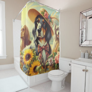 Retro Nature Dogs Shower Curtain
