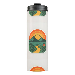 Retro Nature Sunset – Vintage Mountain Thermal Tumbler