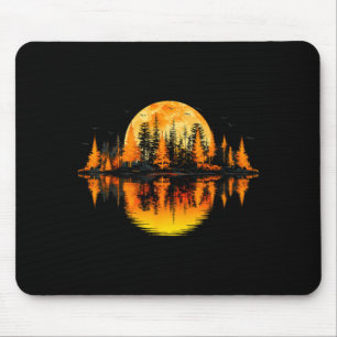 Retro nature trees reflection sunset forest mouse mat