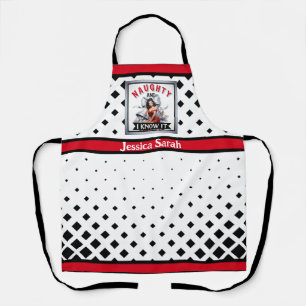 Retro Naughty and I Know It Christmas Pinup Apron