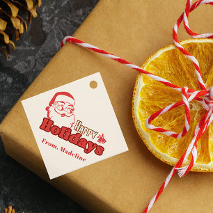 Retro naughty Santa Claus Favour Tags