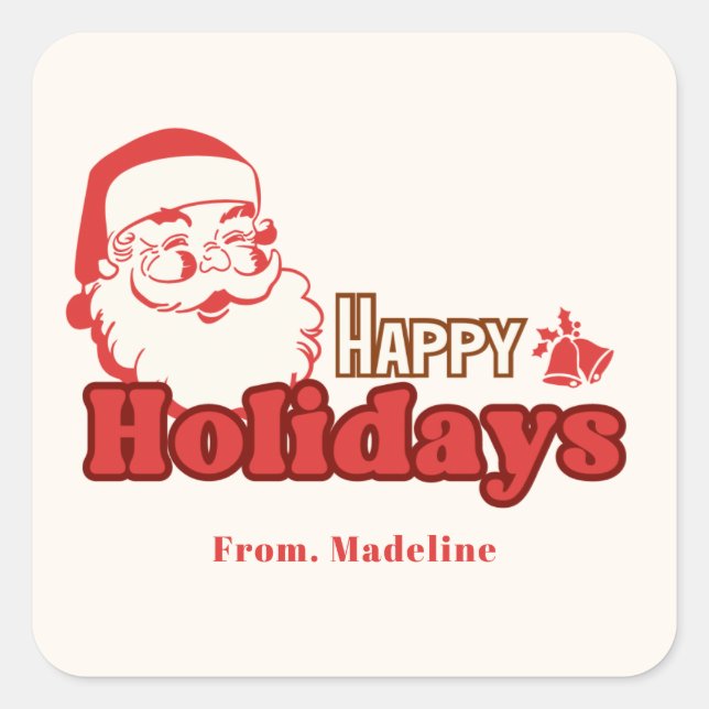 Retro naughty Santa Claus Square Sticker (Front)