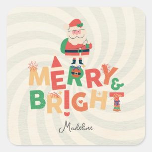 Retro naughty Santa Claus Square Sticker