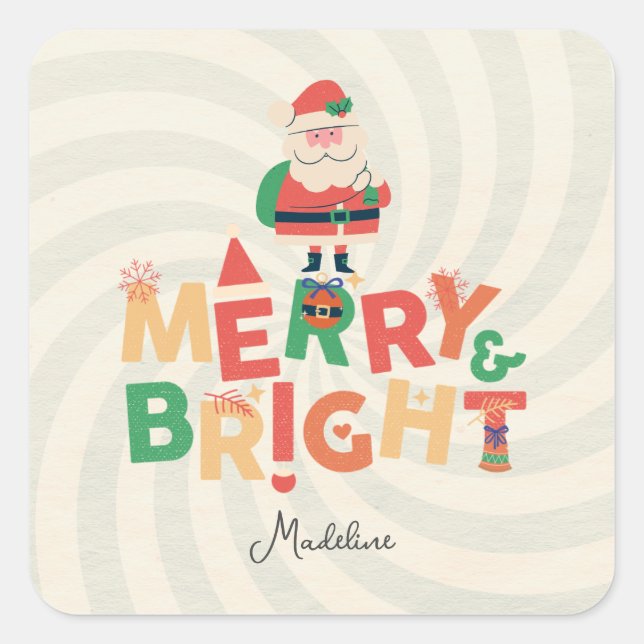 Retro naughty Santa Claus Square Sticker (Front)
