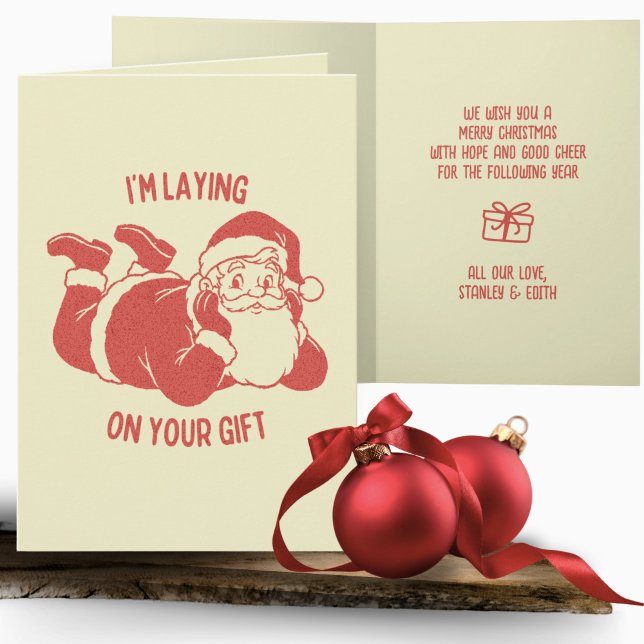Retro Naughty Santa Funny Rude Christmas Card (Creator Uploaded)