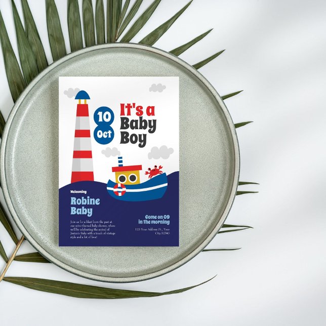 Retro Nautical Baby Shower Invitation (Creator Uploaded)