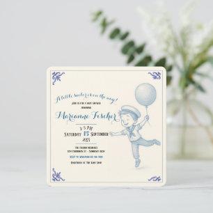 Retro Nautical Boy's Baby Shower Invitation