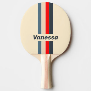 Retro Nautical Rainbow Pin Striped with Name Ping Pong Paddle