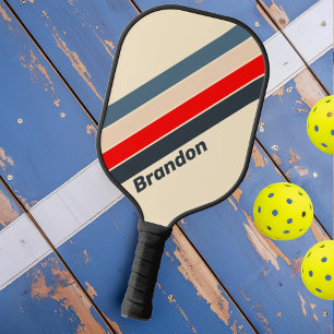 Retro Nautical Rainbow with Name Pickleball Paddle