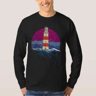 Retro Nautical Sea Waves Lighthouse Ocean Lighthou T-Shirt