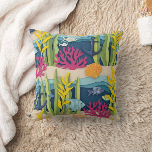 Retro Nautical Watercolor Pattern (10) Cushion