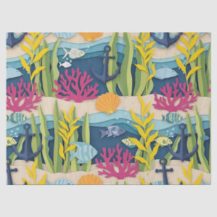 Retro Nautical Watercolor Pattern (13) Tissue Paper