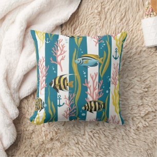 Retro Nautical Watercolor Pattern (14) Cushion