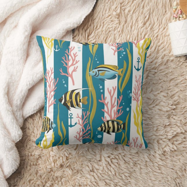 Retro Nautical Watercolor Pattern (14) Cushion (Blanket)