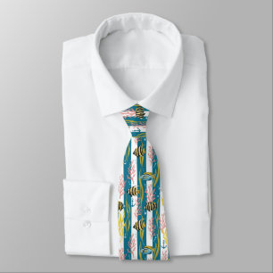 Retro Nautical Watercolor Pattern (14) Tie