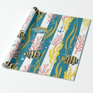 Retro Nautical Watercolor Pattern (14) Wrapping Paper