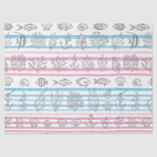 Retro Nautical Watercolor Pattern (15) Tissue Paper