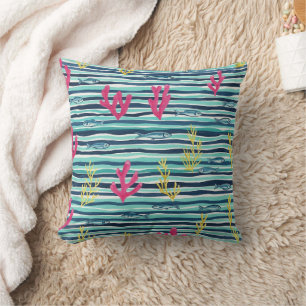 Retro Nautical Watercolor Pattern (1) Cushion