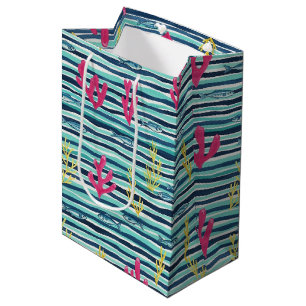 Retro Nautical Watercolor Pattern (1) Medium Gift Bag