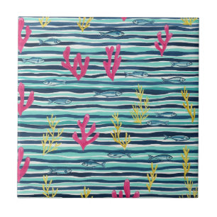 Retro Nautical Watercolor Pattern (1) Tile