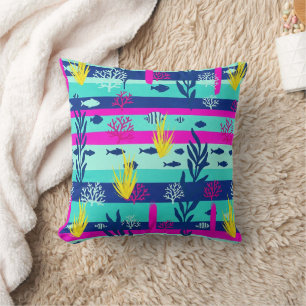 Retro Nautical Watercolor Pattern (5) Cushion