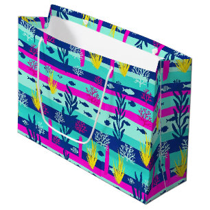 Retro Nautical Watercolor Pattern (5) Large Gift Bag