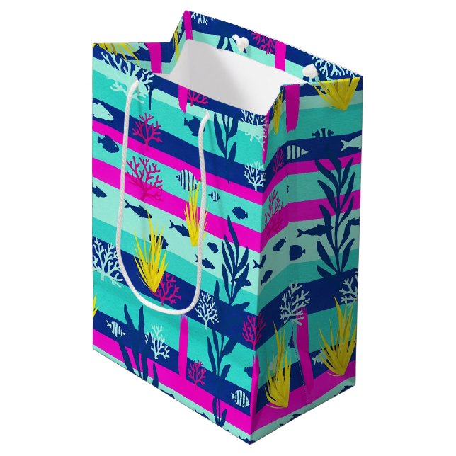 Retro Nautical Watercolor Pattern (5) Medium Gift Bag (Front Angled)