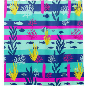 Retro Nautical Watercolor Pattern (5) Shower Curtain