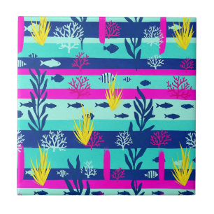 Retro Nautical Watercolor Pattern (5) Tile