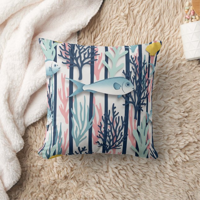 Retro Nautical Watercolor Pattern (6) Cushion (Blanket)