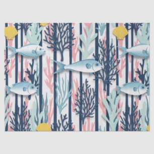 Retro Nautical Watercolor Pattern (6) Tissue Paper
