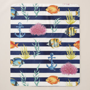 Retro Nautical Watercolor Pattern (8) Sherpa Blanket