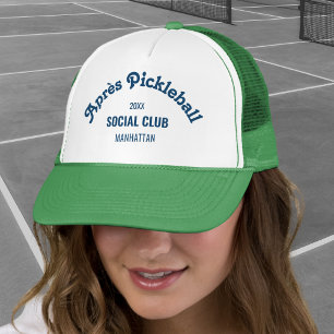 Retro Navy Après Pickle Ball Social Club Green  Trucker Hat
