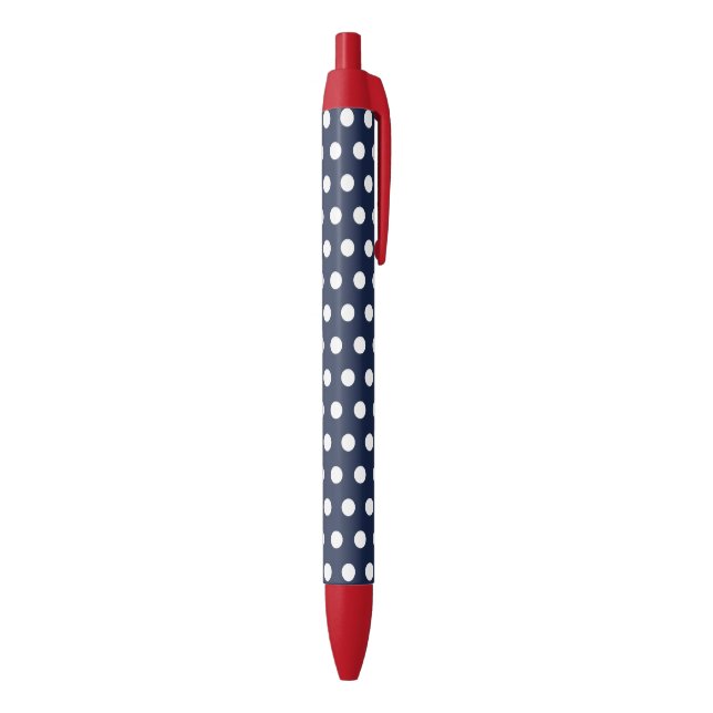Retro Navy Blue Polka Dot Office Writing Pen Gift (Bottom (Vertical))