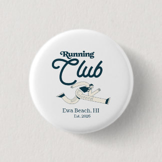 Retro Navy Blue Running Club Personalised Graphic 3 Cm Round Badge